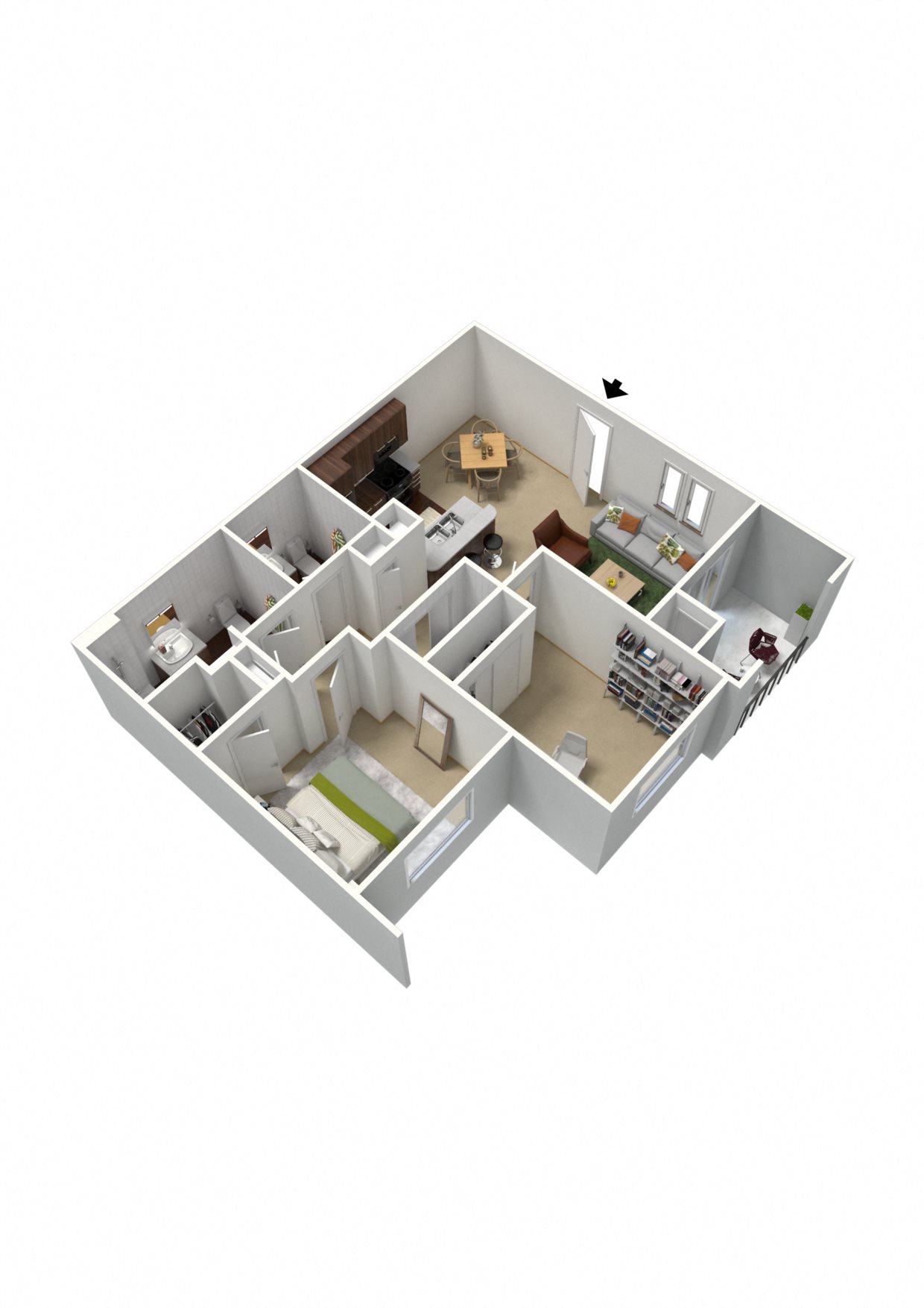 2 bedroom 1 a half bathroom floor plan at Summit Vista Apartments in Tucson, AZ